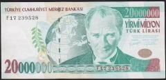 7.Emisyon 20 000 000 Lira F17 239528 Çok Temiz+