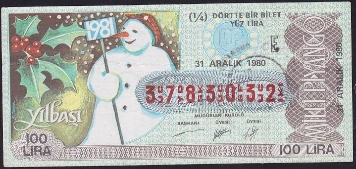1980 31 Aralık Çeyrek Bilet - E Serisi
