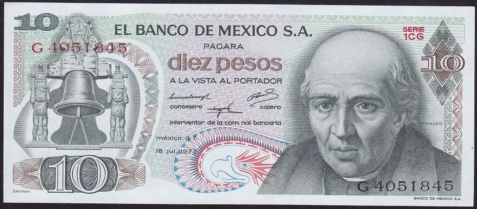 Meksika 10 Pesos 1973 Çilaltı Çil Pick 63f