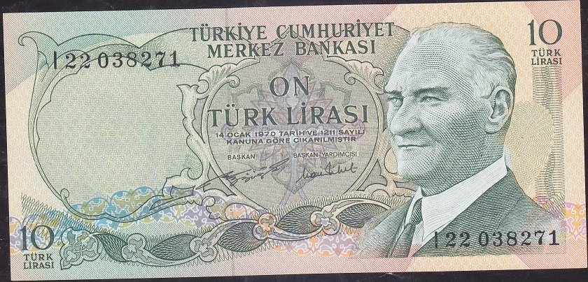 6.Emisyon 2.Tertip 10 Lira I22 038271 Çilaltı Çil