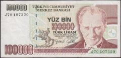 7.Emisyon 3.Tertip 100000 Lira J70 107320 Çok Temiz+