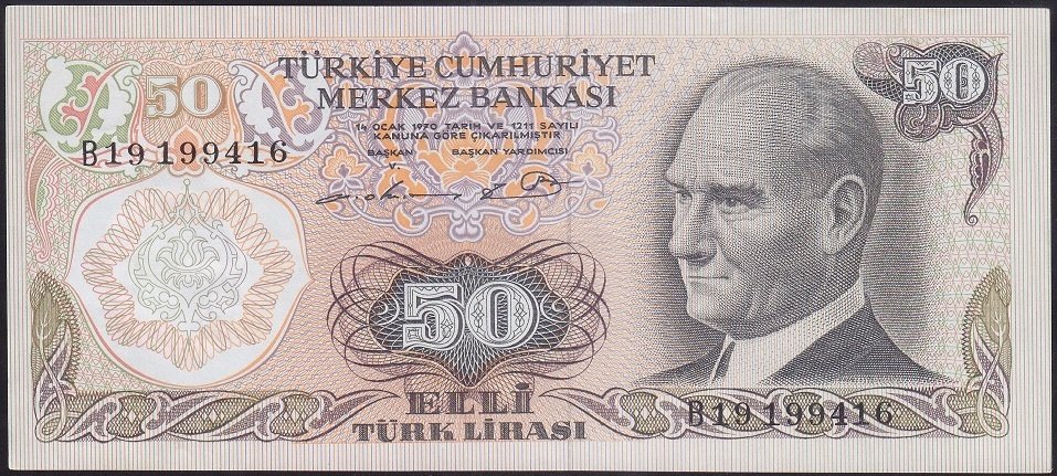 6.EMİSYON 1.TERTİP 50 LİRA B19 199416 ÇİLALTI ÇİL