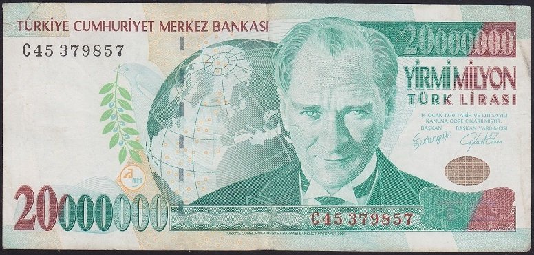 7.EMİSYON 20 000 000 LİRA C45 379857 TEMİZ +