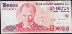 7.Emisyon 10.000.000 Lira C63 485437 Çok Temiz+
