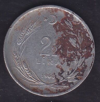 1960 Yılı 2.5 Lira Ters