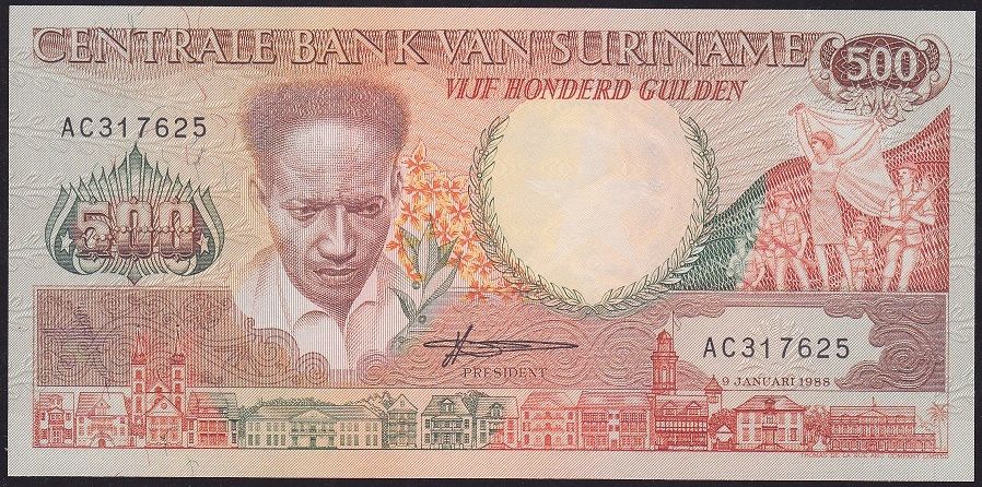 Suriname 500 Gulden 1988 Çil Pick 135