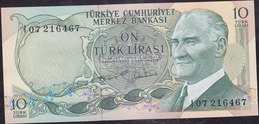 6.Emisyon 2.Tertip 10 Lira I07 216467 Çil