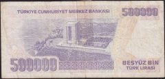 7.Emisyon 4.Tertip 500000 Lira K66 765548 Haliyle ( Bantlı )