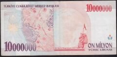 7.Emisyon 10000000 Lira C59 330936 Çok Temiz+