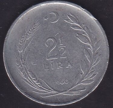 1960 Yılı 2.5 Lira Düz