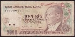 7.Emisyon 2.Tertip 5000 Lira B86 269069 Temiz