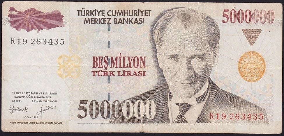 7.Emisyon 5 000 000 Lira K19 263435 Çok Temiz