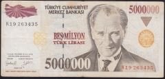 7.Emisyon 5 000 000 Lira K19 263435 Çok Temiz