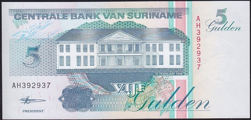 Suriname 5 Gulden 1998 Çil Pick 136c