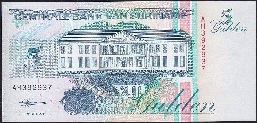 Suriname 5 Gulden 1998 Çil Pick 136c