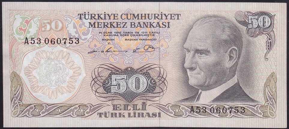 6.EMİSYON 1.TERTİP 50 LİRA A53 060753 ÇİLALTI ÇİL