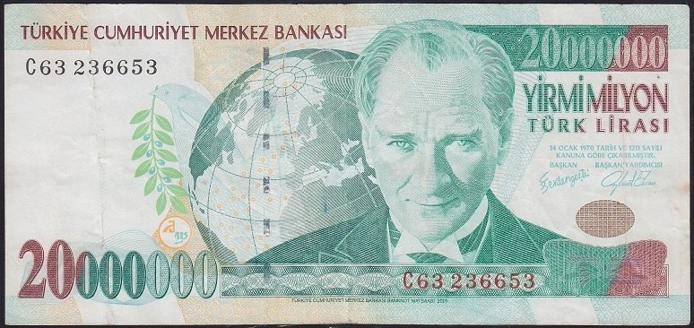 7.EMİSYON 20 000 000 LİRA C63 236653 TEMİZ +