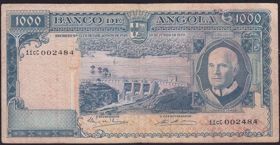 Angola 1000 Escudos 1970 Çok Temiz