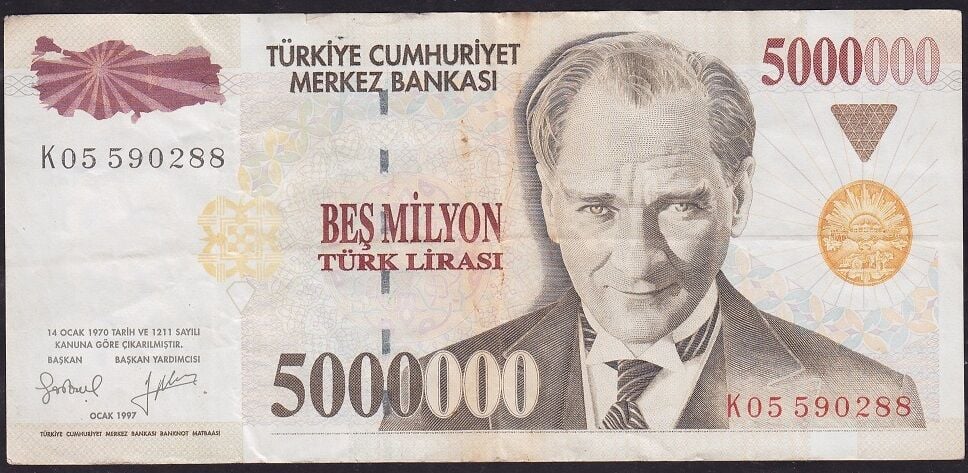 7.Emisyon 5.000.000 Lira K05 590288 Çok Temiz