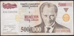 7.Emisyon 5.000.000 Lira K05 590288 Çok Temiz