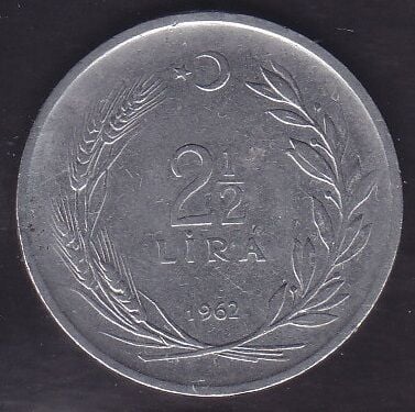 1962 Yılı 2.5 Lira Düz