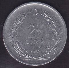 1962 Yılı 2.5 Lira Düz