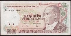 7.Emisyon 2.Tertip 5000 Lira B58 795266 Çok Temiz