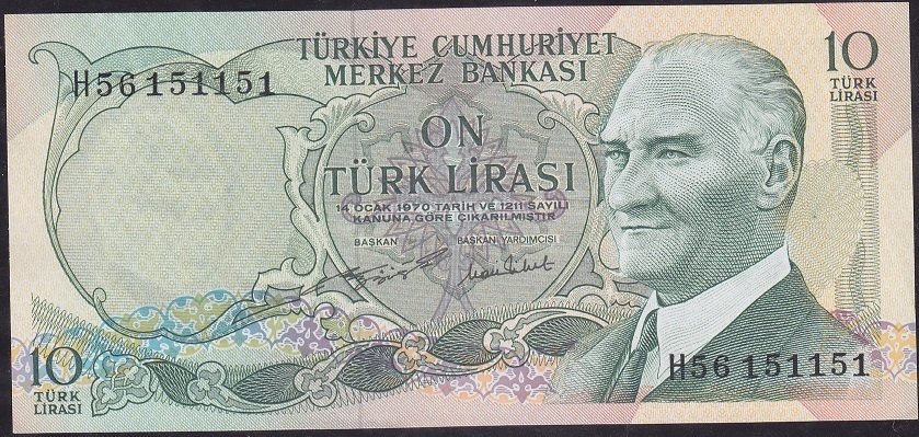 6.Emisyon 2.Tertip 10 Lira H56 151151 Çilaltı Çil Blok Radar