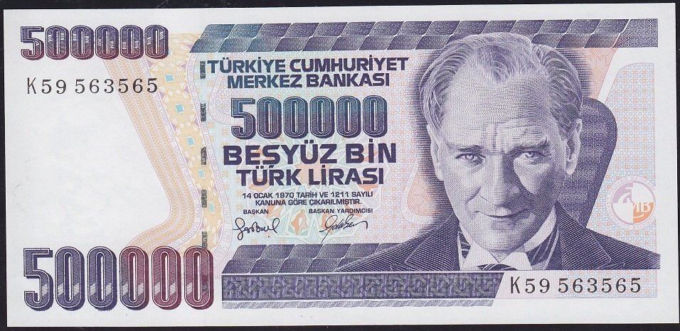 7.Emisyon 4.Tertip 500000 Lira K59 563565 Çil
