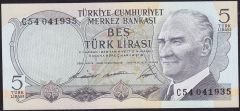 6.Emisyon 1.Tertip 5 Lira C54 041935 Çilaltı Çil