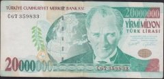 7.EMİSYON 20 000 000 LİRA C67 359833 ÇOK TEMİZ