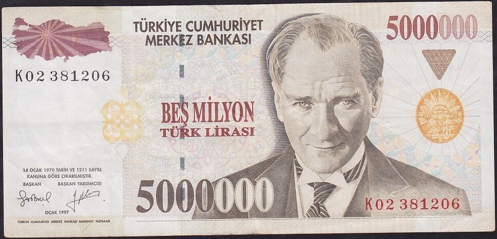 7.Emisyon 5.000.000 Lira K02 381206 Çok Temiz+