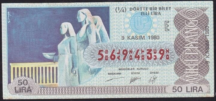 1980 9 Kasım Çeyrek Bilet - E Serisi