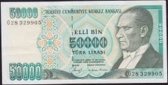 7.Emisyon 1.Tertip 50000 Lira G28 329905 Çok Çok Temiz+