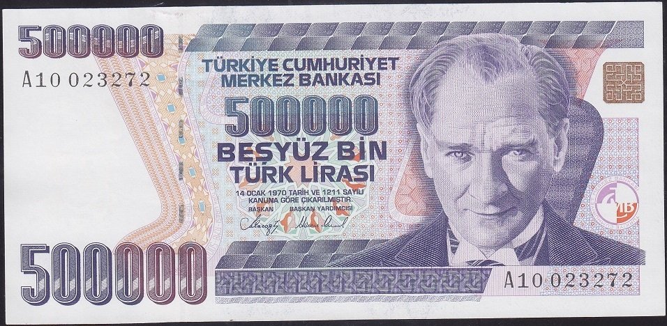 7.Emisyon 1.Tertip 500000 Lira A10 023272 Çilaltı