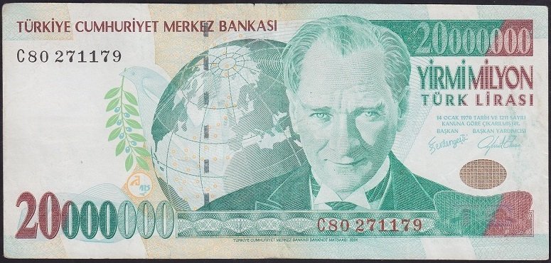 7.EMİSYON 20 000 000 LİRA C80 271179 ÇOK TEMİZ