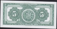 Peru 5 Soles 1952 Çil Pick 70
