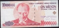 7.Emisyon 10000000 Lira C44 557411 Çok Temiz+