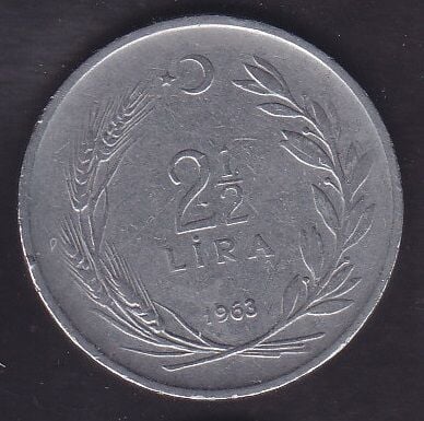 1963 Yılı 2.5 Lira Düz