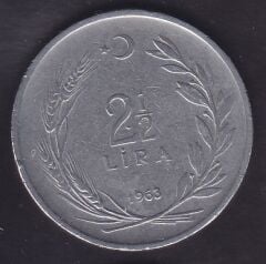 1963 Yılı 2.5 Lira Düz