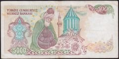 7.Emisyon 2.Tertip 5000 Lira B36 142537 Çok Temiz