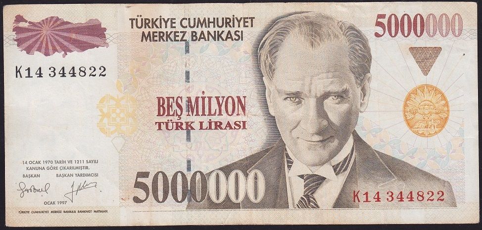 7.Emisyon 5 000 000 Lira K14 344822 Çok Temiz