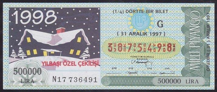 1997 31 ARALIK ÇEYREK BİLET G SERİSİ