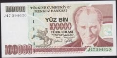 7.Emisyon 3.Tertip 100000 Lira J47 394620 Çil