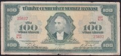4.EMİSYON 100 LİRA K18 25032 TEMİZ eski para mezat
