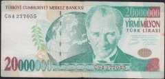 7.EMİSYON 20 000 000 LİRA C84 277055 TEMİZ