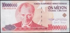 7.Emisyon 10000000 Lira C41 051233 Çok Çok Temiz
