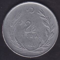 1964 Yılı 2.5 Lira Düz