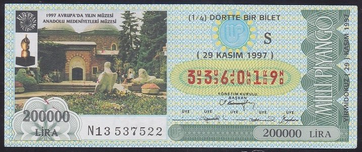 1997 29 KASIM ÇEYREK BİLET S SERİSİ