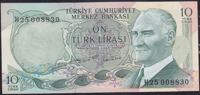 6.Emisyon 2.Tertip 10 Lira H25 008830 Çilaltı
